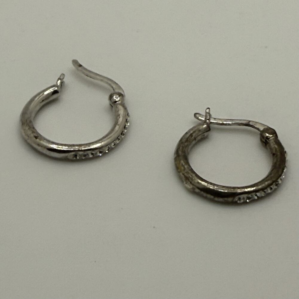 Chrystina Silver Hoop Earrings Genuine Crystal Fine Silver Plated‎ Classic - Picture 3 of 7